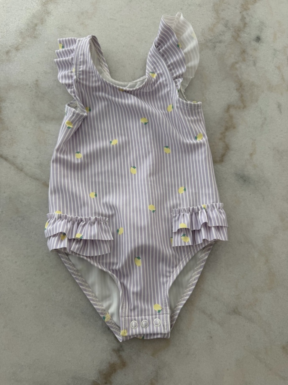 Carter's Lavender Stripe One-Piece Swimsuit with Yellow Lemon Print